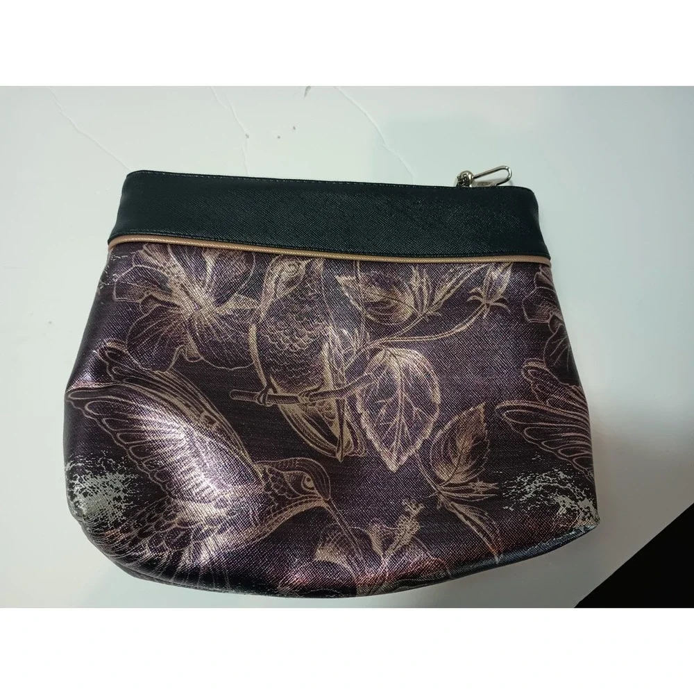 Corazón De Melón Hummingbird Makeup Bag Cosmetic Pouch Metallic Floral